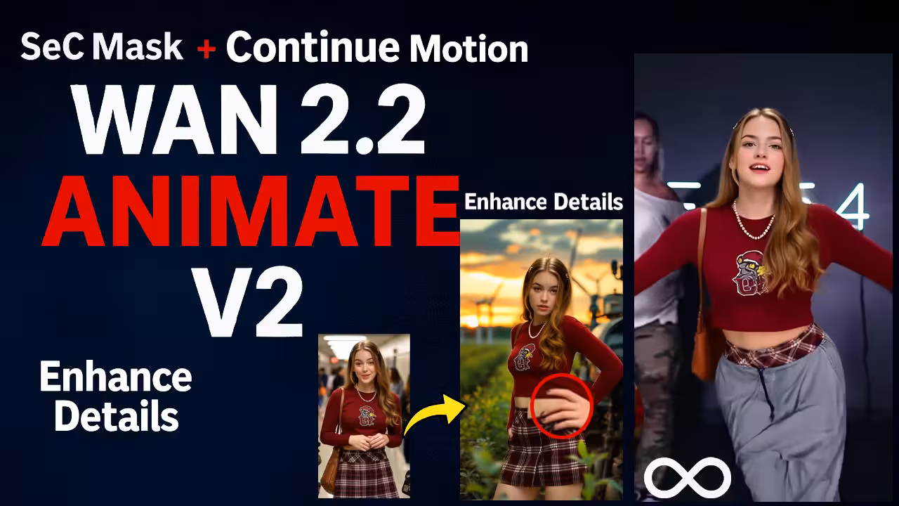 ComfyUI WAN 2.2 Animate V2: SeC Mask, Continue Motion & Detail Enhancer Workflow Step 1