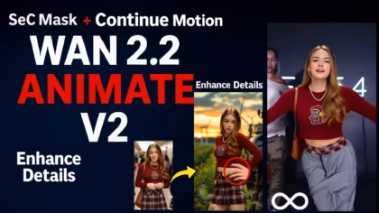 ComfyUI WAN 2.2 Animate V2: SeC Mask, Continue Motion & Detail Enhancer Workflow