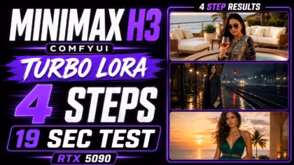 MiniMax H3 Turbo LoRA in ComfyUI: 4-Step Settings and Speed Test Step 1